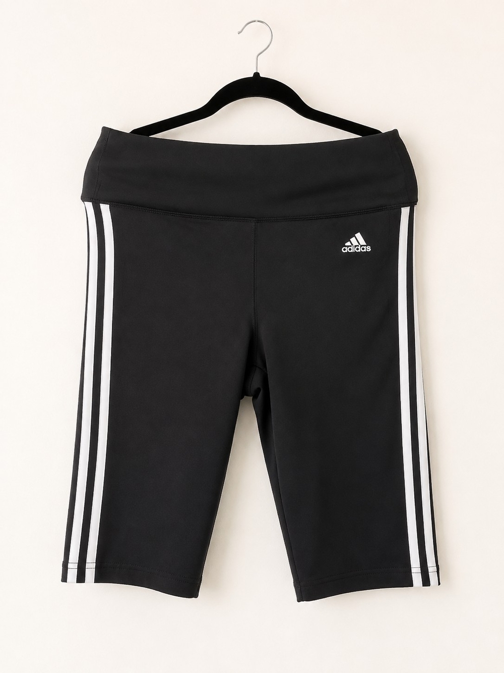 adidas Black Bike Shorts with White 3-Stripes